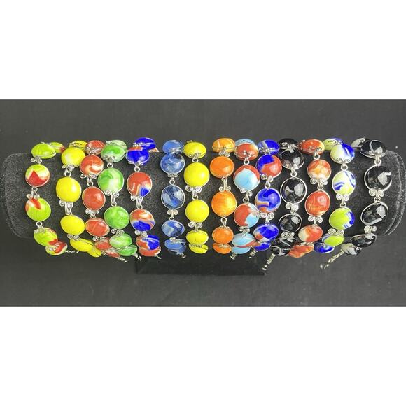 15 Murano Glass & Alpaca Silver Bracelets from Perú Multicolor Wholesale Lot - Picture 7 of 7